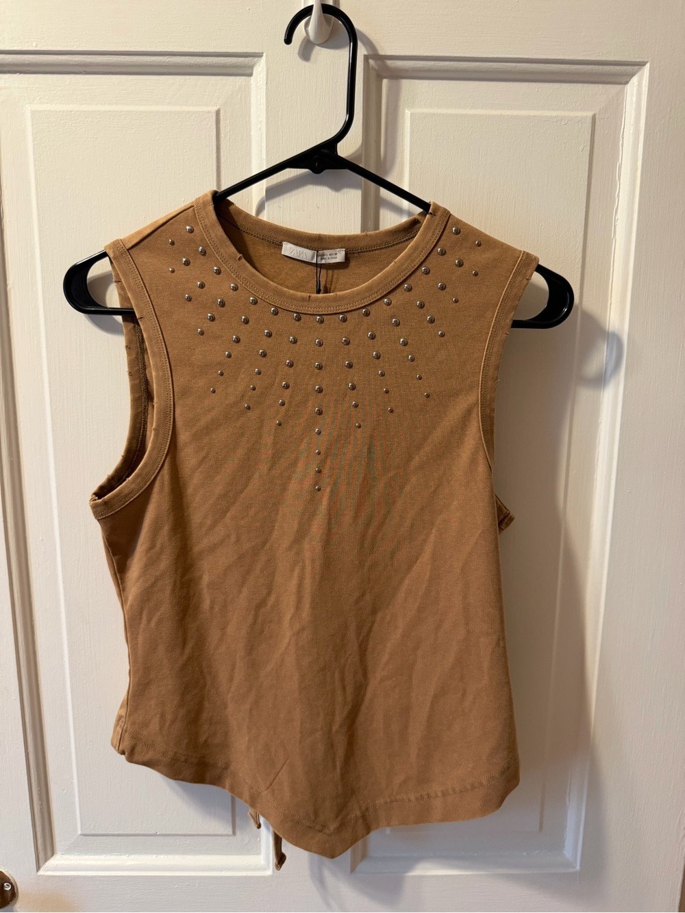 Zara Taupe Studded Sleeveless Tank Top